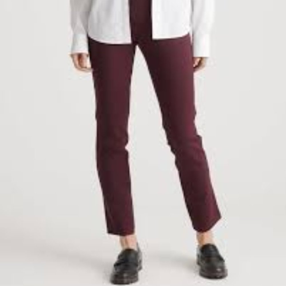 Quince Ultra-Stretch Straight Leg Pants - Maroon/XS